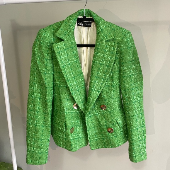Zara Jackets & Blazers - Green Zara Tweed Blazer Worn by Kate Middleton for St Patrick’s Day Size S